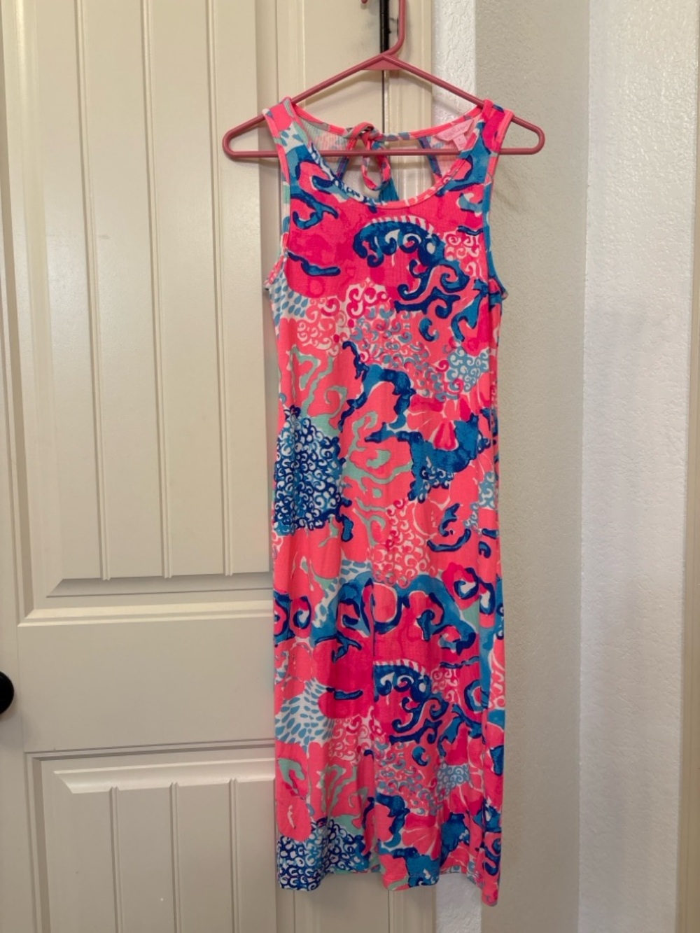 Lilly Pulitzer Jordyn Midi Dress Small Coral Reef I’m So Jelly Tassel Back